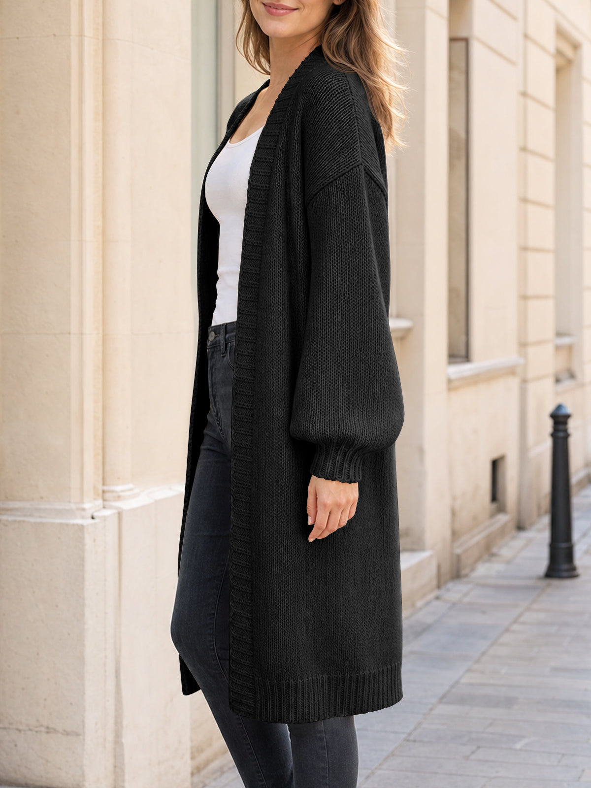 usvara Womens Oversized Long Open Front Cardigan