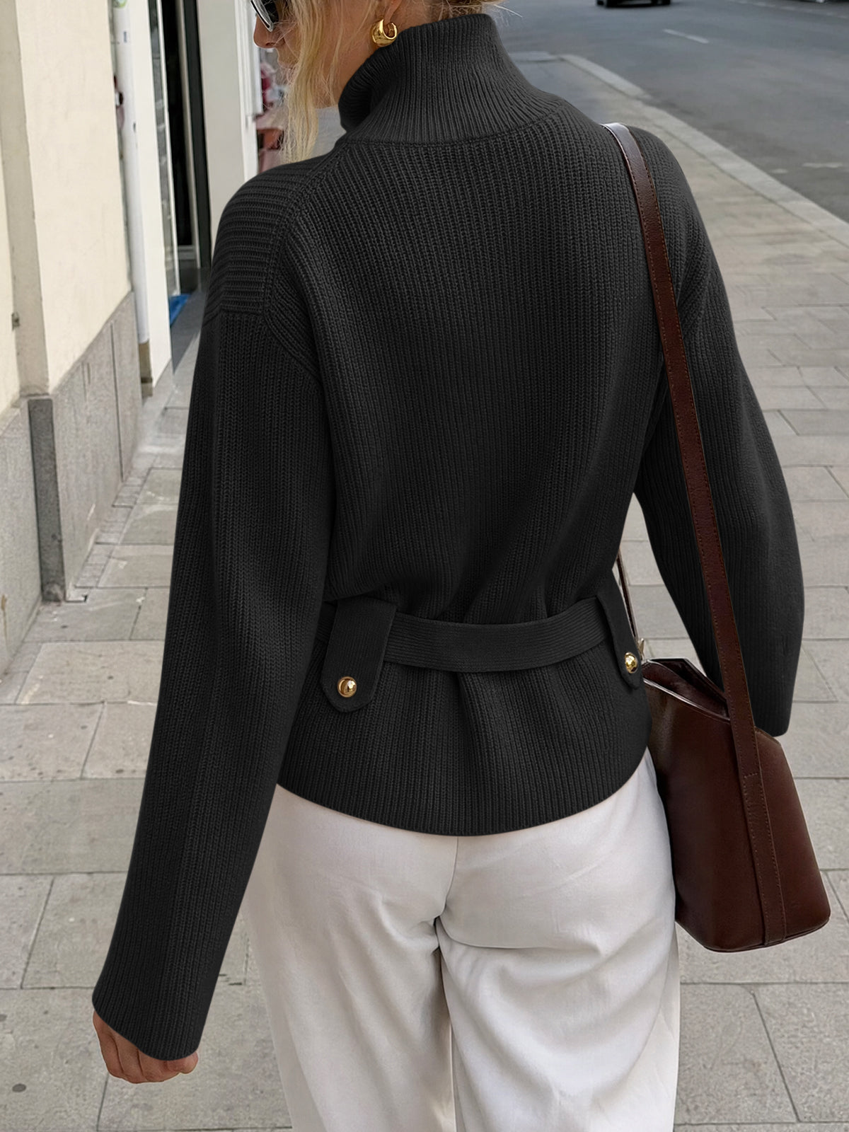 usvara Womens Zip Up Stand Collar Sweater