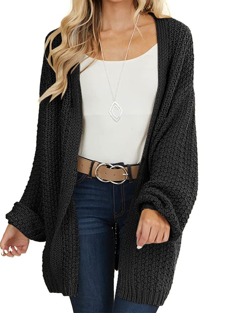 usvara Womens Oversized Open Front Knit Cardigan