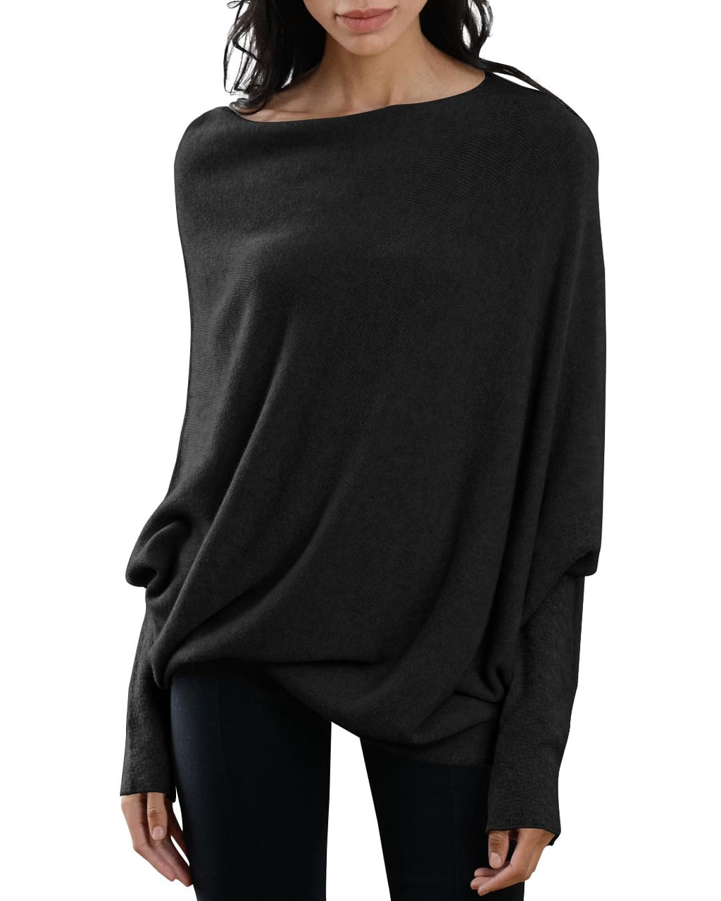 usvara Womens Boat Neck Oversized Knit Sweater