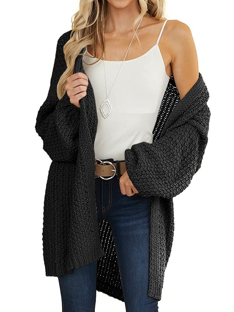 usvara Womens Oversized Open Front Knit Cardigan