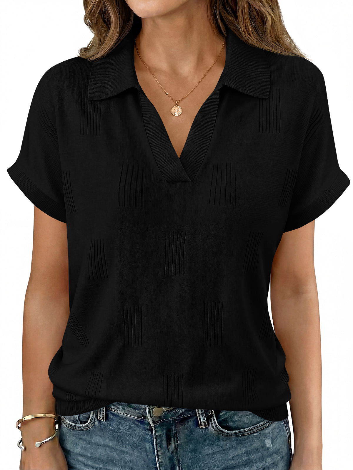 usvara Womens Cap Sleeve V Neck Shirt