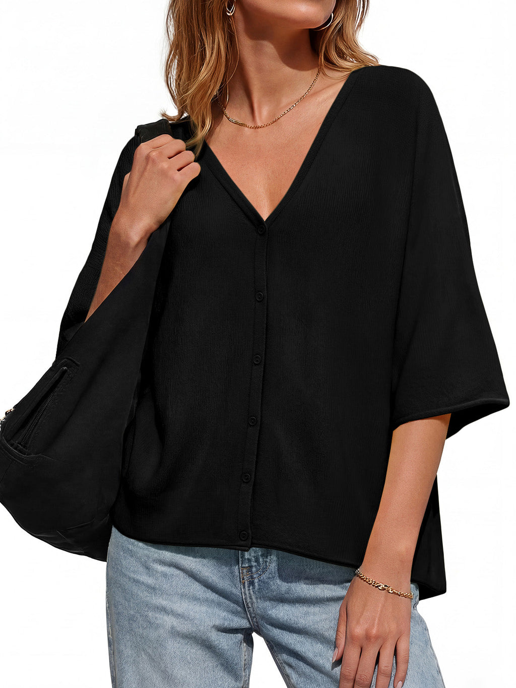 usvara Womens Batwing Half Sleeve Oversized Cardigans