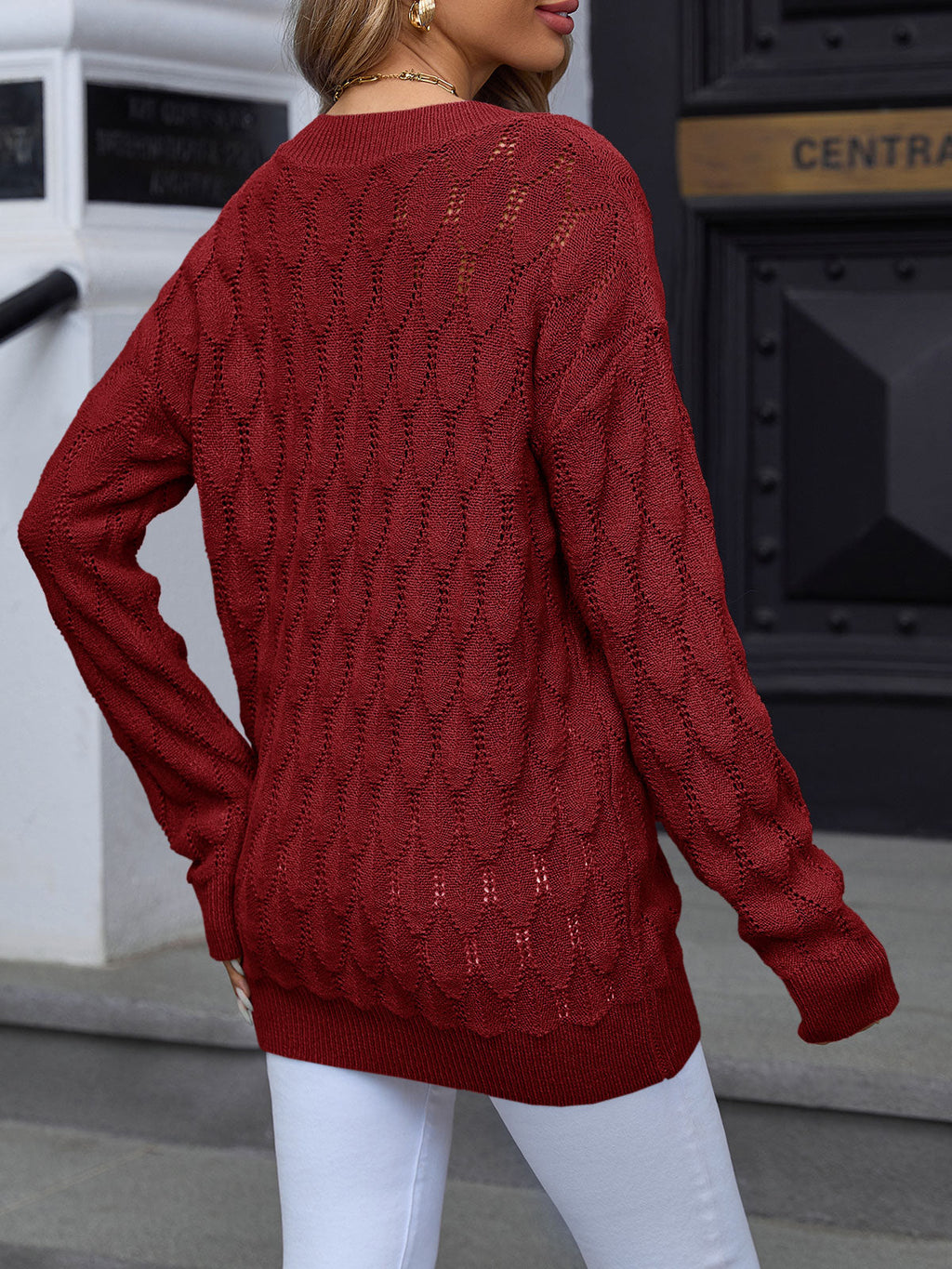 usvara Womens Crochet V Neck Blouses Sweater