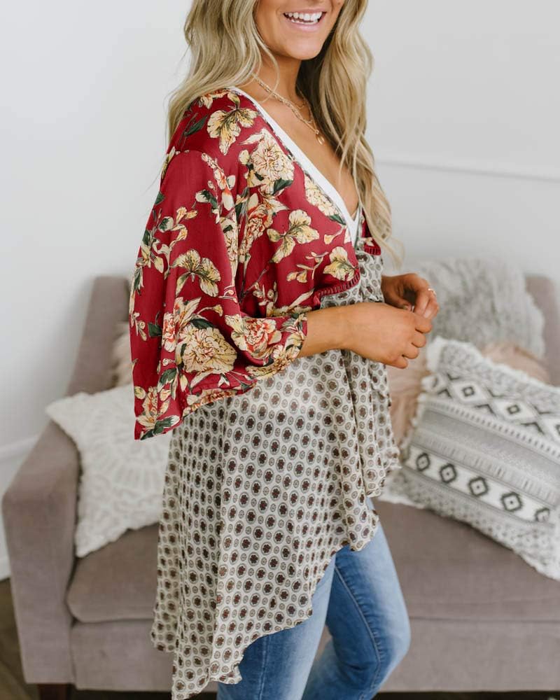 usvara Womens Tie Front Floral Kimono Cardigans