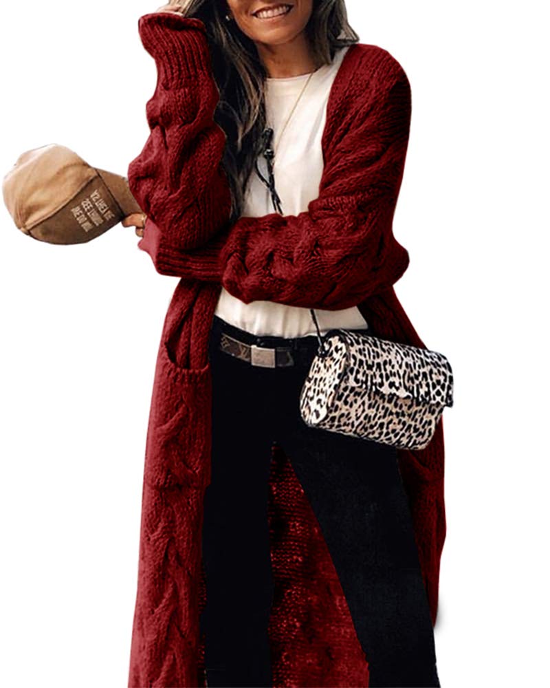 usvara Womens Cable Knit Long Cardigan