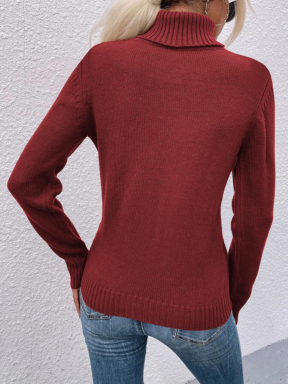usvara Women Turtleneck Cable Knit Sweater