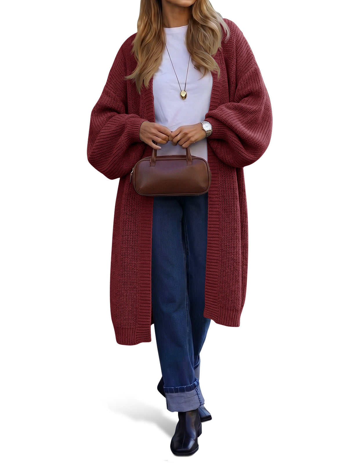 usvara Womens Oversized Long Open Front Cardigan