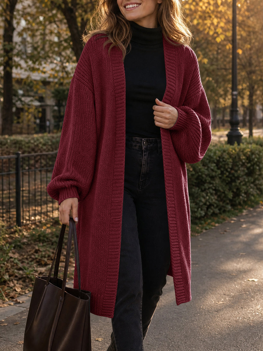 usvara Womens Oversized Long Open Front Cardigan