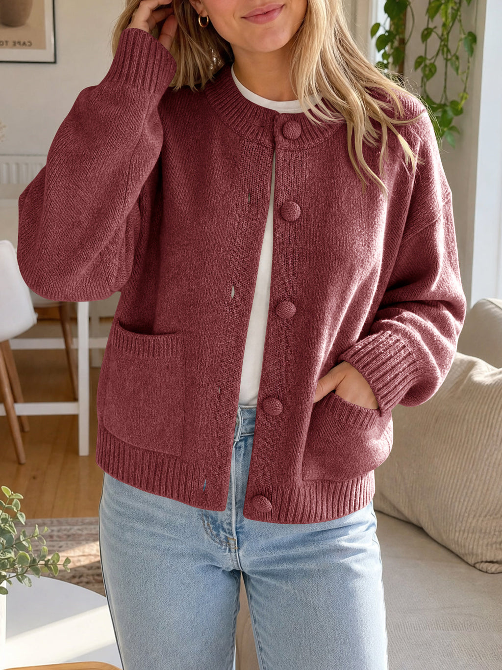 usvara Womens Casual Knit Button Up Cardigans
