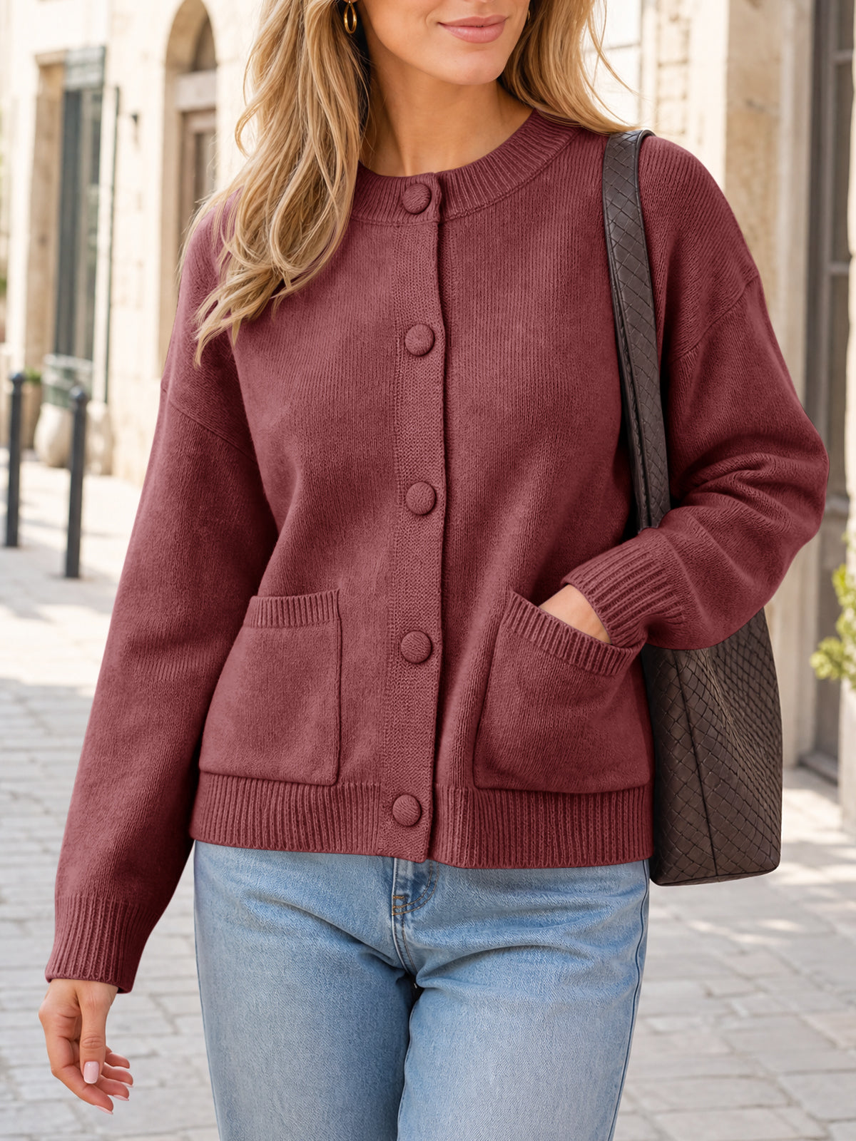 usvara Womens Casual Knit Button Up Cardigans