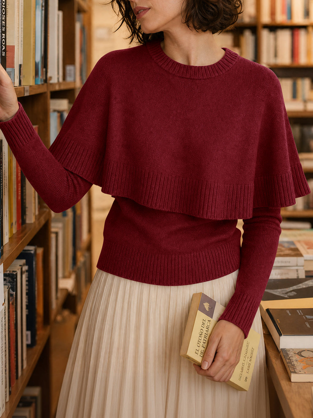 usvara Womens Poncho Ribbed Knit Sweater