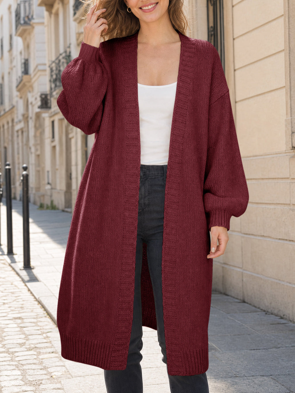 usvara Womens Oversized Long Open Front Cardigan