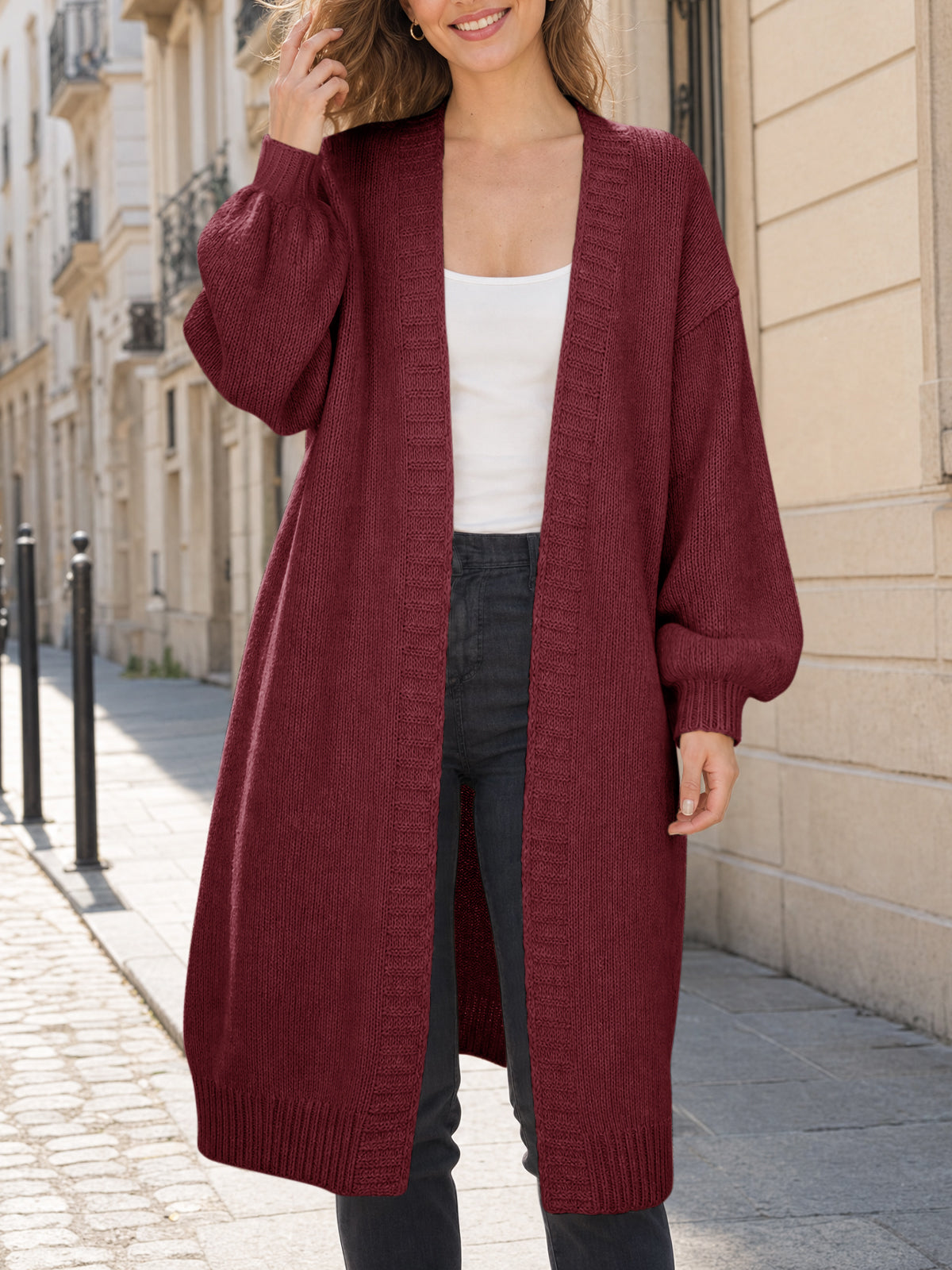 usvara Womens Oversized Long Open Front Cardigan