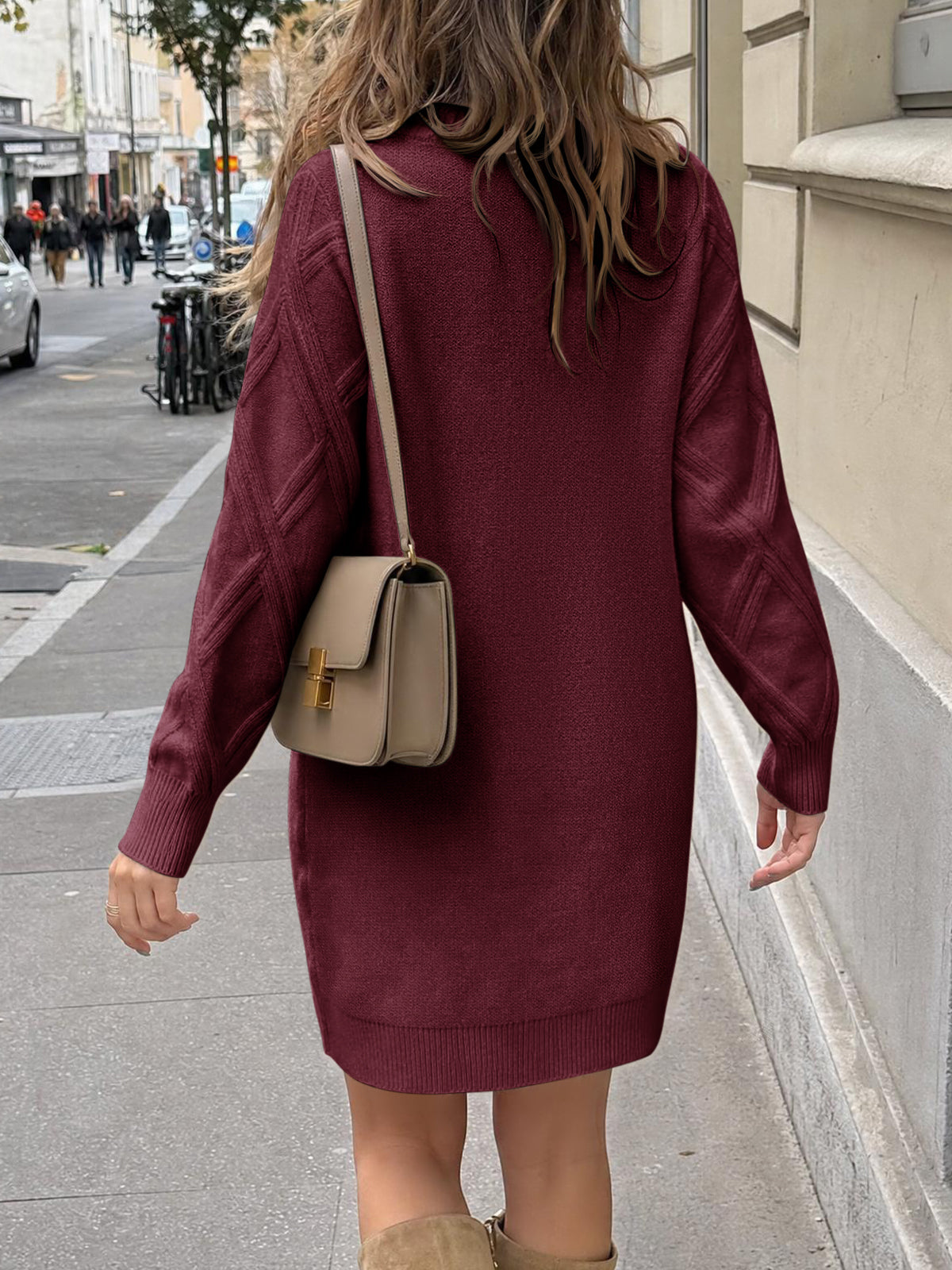 usvara Womens Cable Knit Fitted Mini Dress