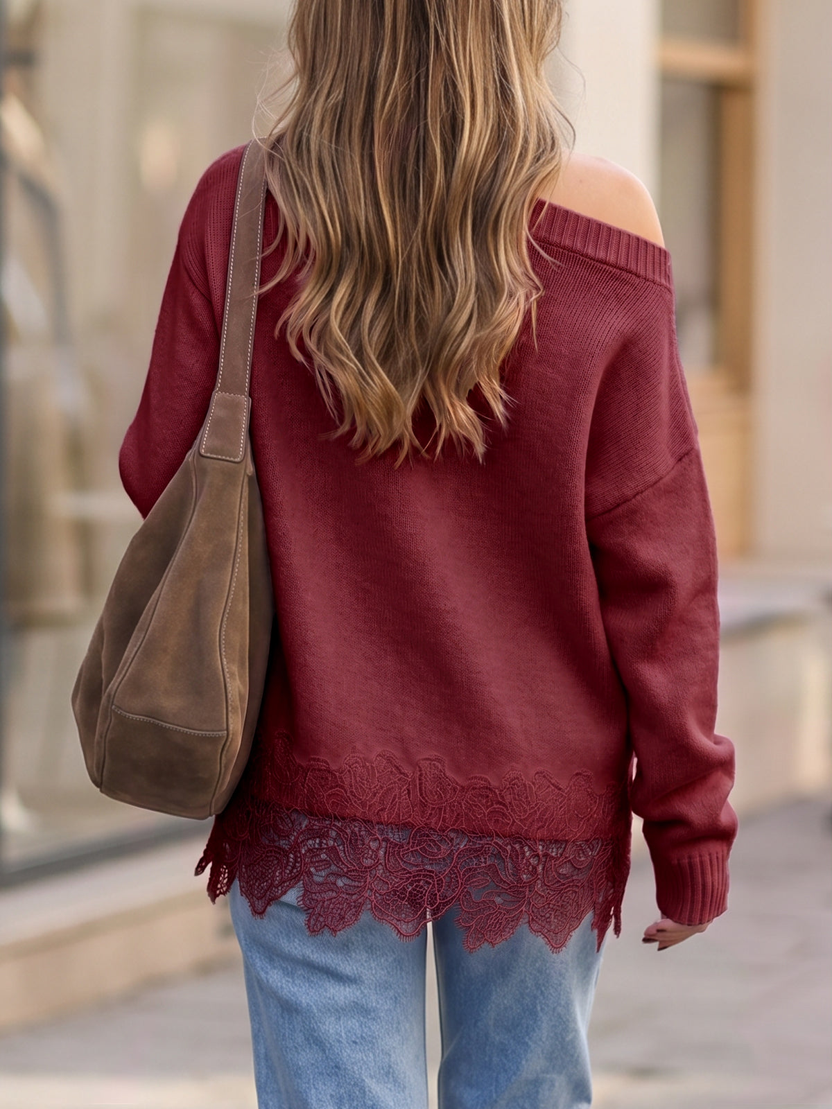 usvara Women Lace Patchwork Sweater