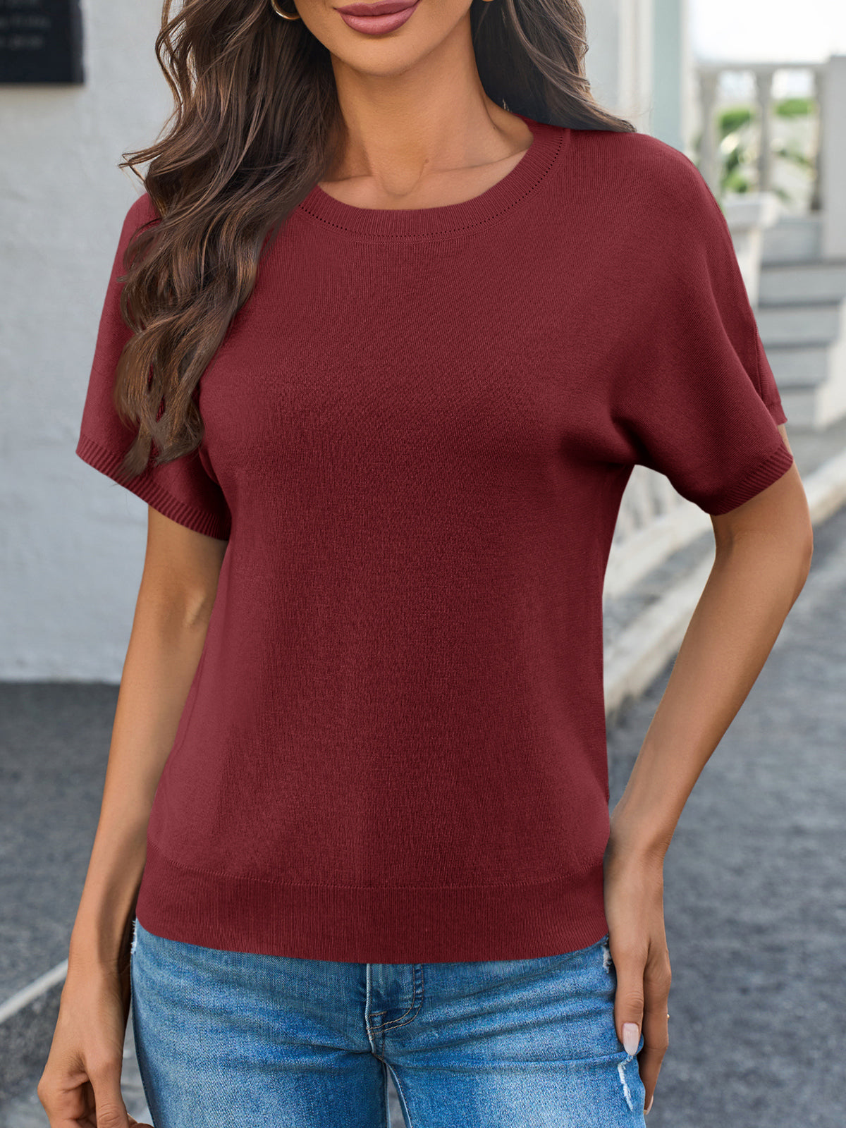 usvara Women's Crew Neck Knit Sweater