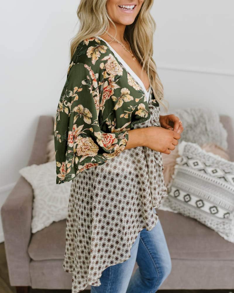 usvara Womens Tie Front Floral Kimono Cardigans