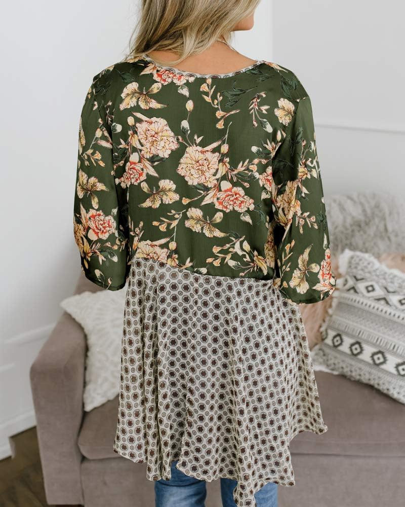 usvara Womens Tie Front Floral Kimono Cardigans