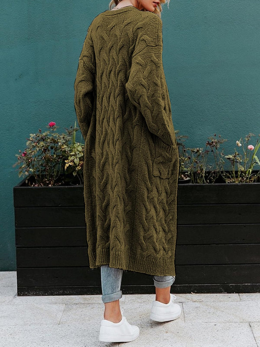 usvara Womens Cable Knit Long Cardigan
