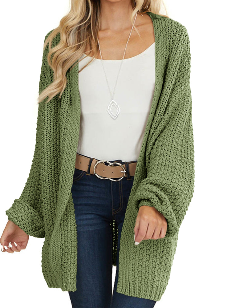 usvara Womens Oversized Open Front Knit Cardigan