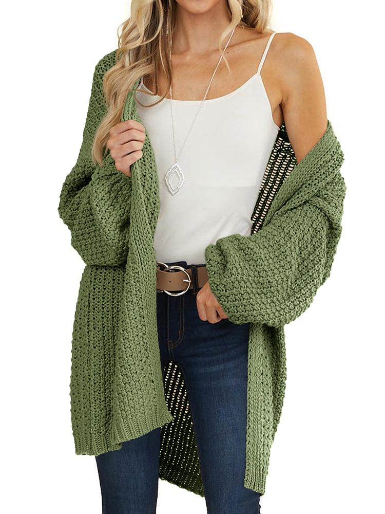 usvara Womens Oversized Open Front Knit Cardigan