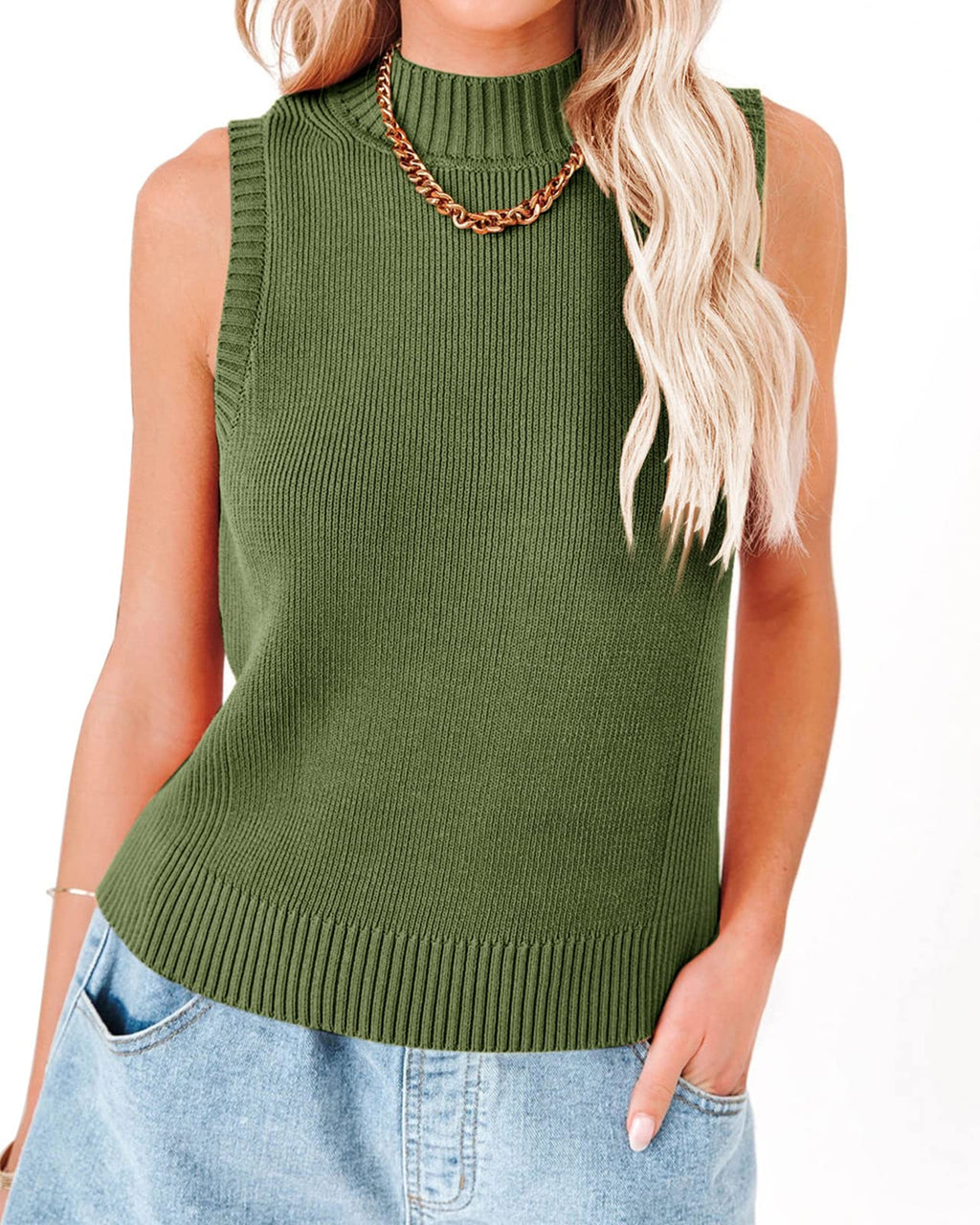 usvara Womens High Neck Ribbed Tank Tops