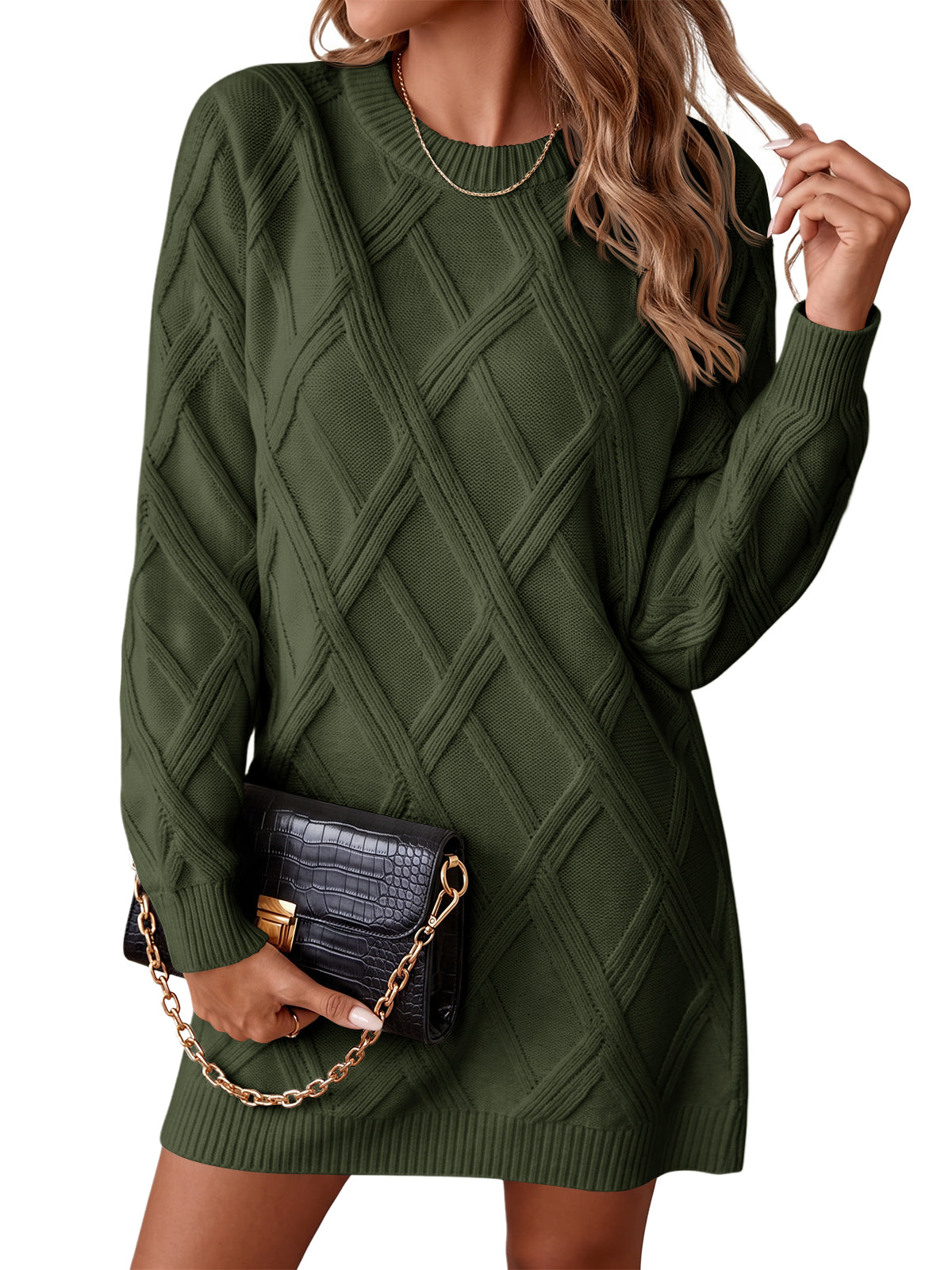 usvara Womens Cable Knit Fitted Mini Dress
