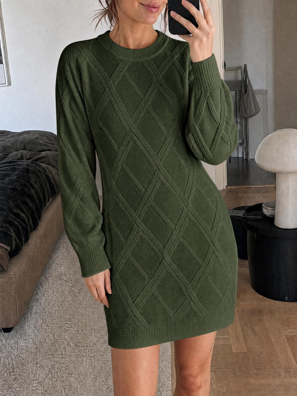 usvara Womens Cable Knit Fitted Mini Dress