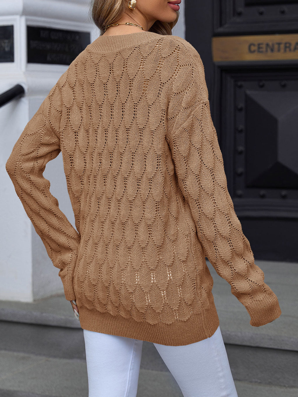 usvara Womens Crochet V Neck Blouses Sweater