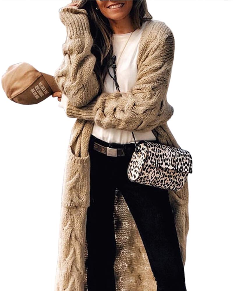usvara Womens Cable Knit Long Cardigan