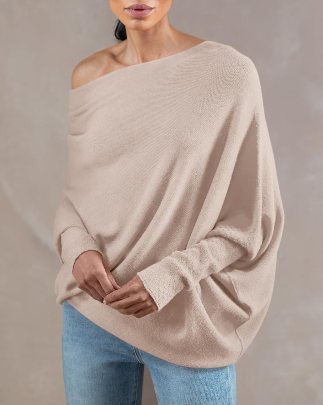usvara Womens Boat Neck Oversized Knit Sweater