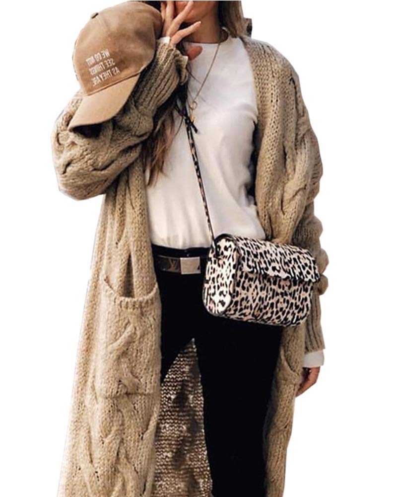 usvara Womens Cable Knit Long Cardigan