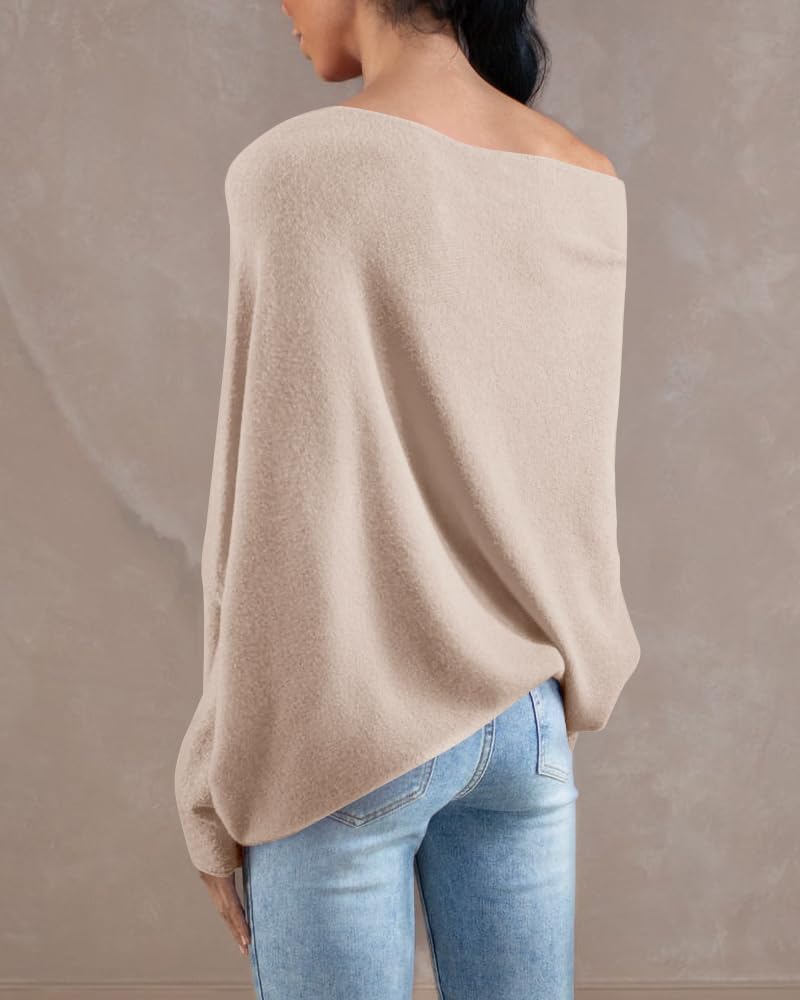 usvara Womens Boat Neck Oversized Knit Sweater