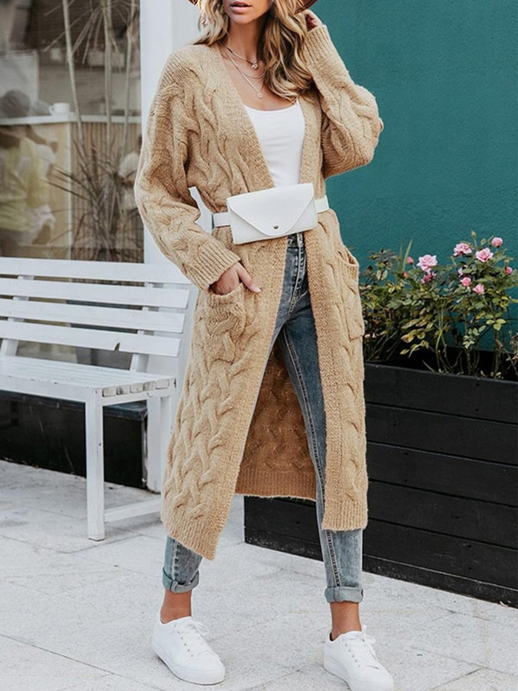 usvara Womens Cable Knit Long Cardigan