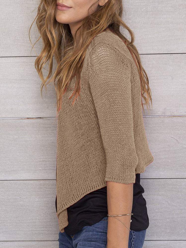 usvara Womens 3/4 Sleeve Tie Front Shrugs