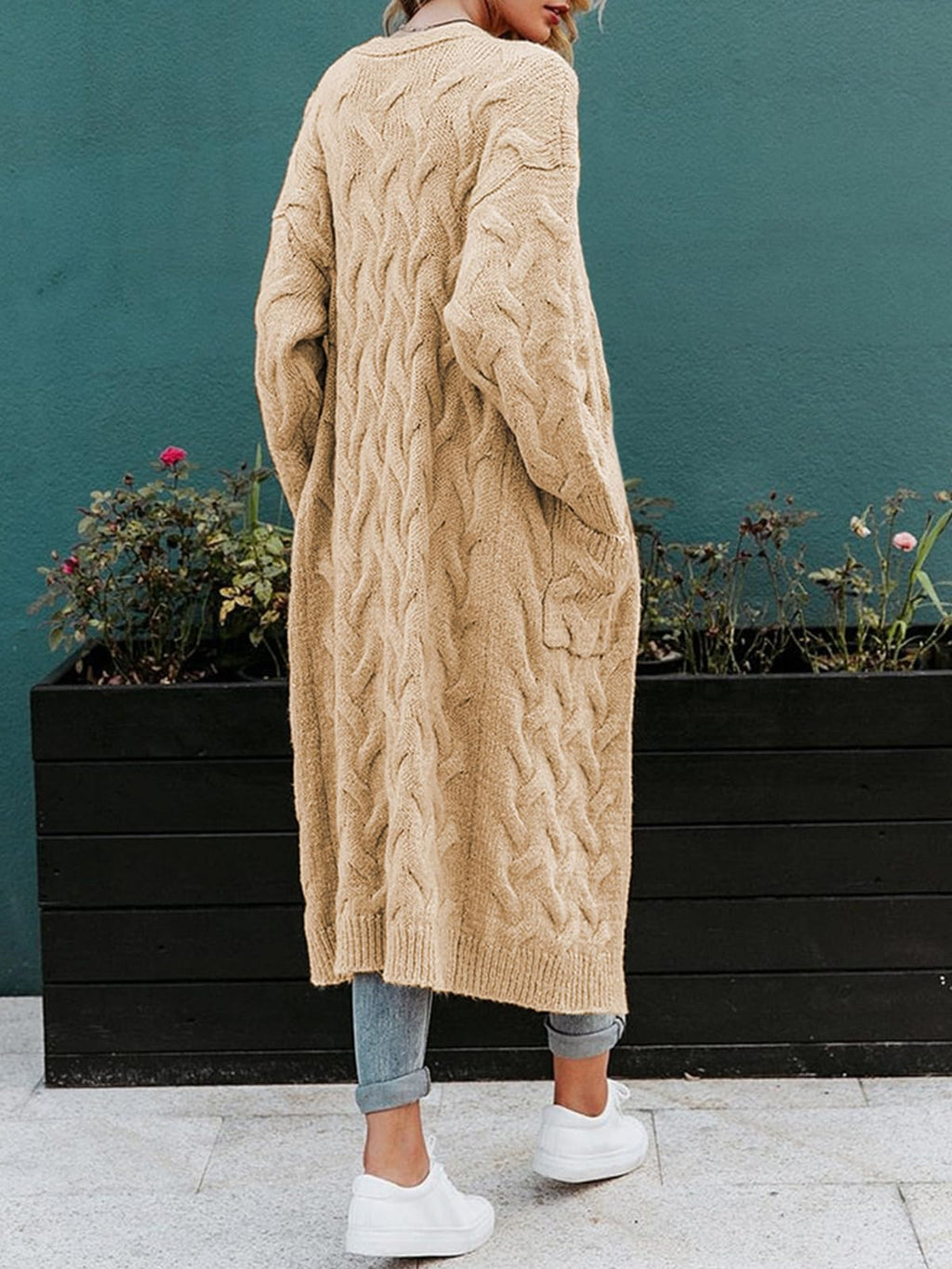 usvara Womens Cable Knit Long Cardigan