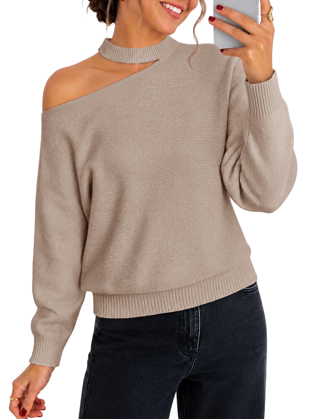 usvara Womens Off Shoulder Halter Sweater
