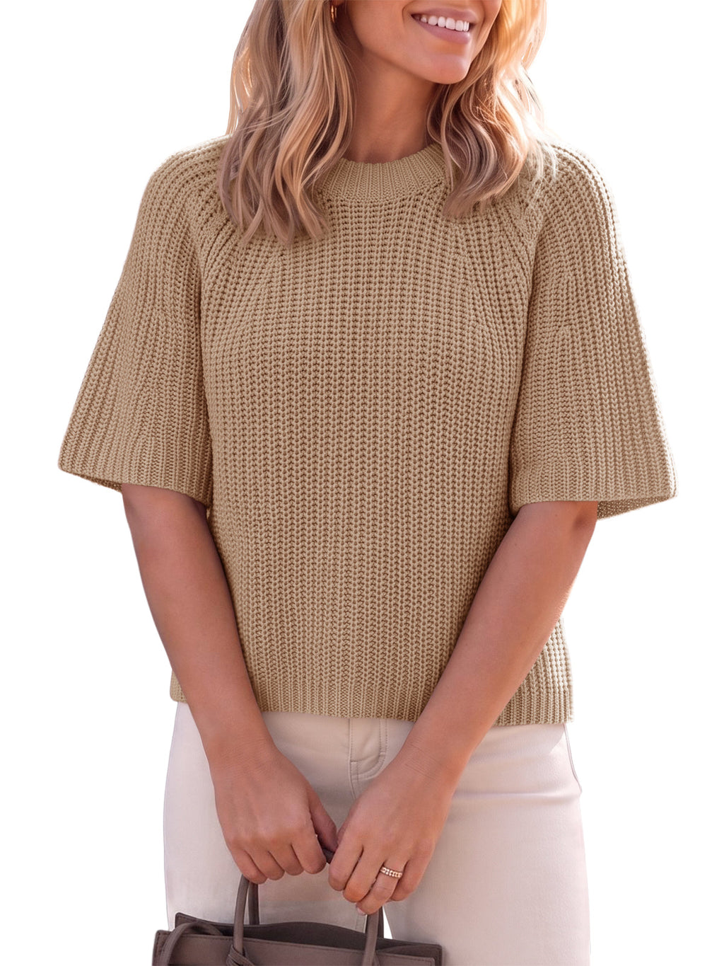 usvara Womens Short Sleeve Cropped Sweater