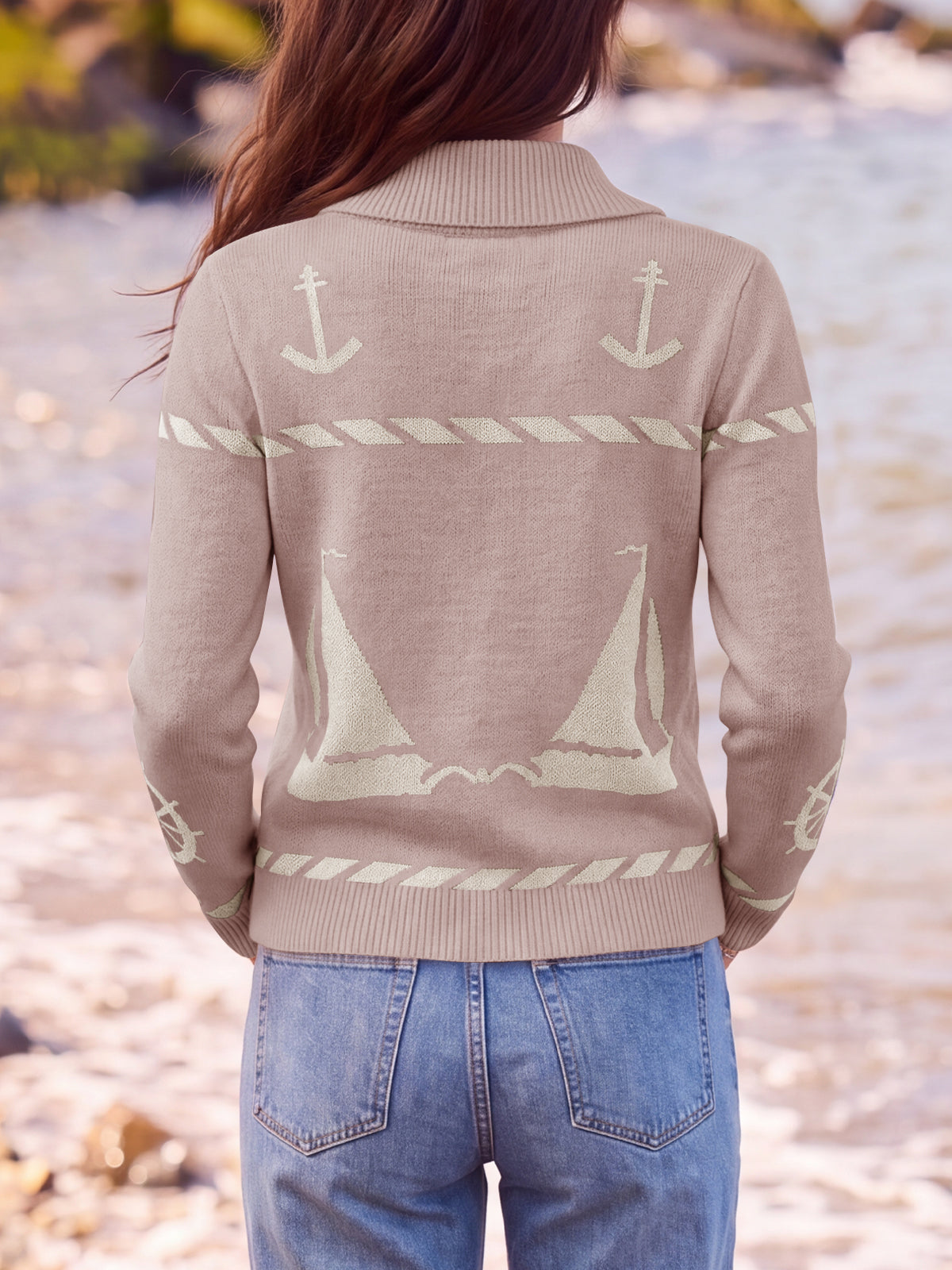 usvara Womens Zip Up Collared Sweater