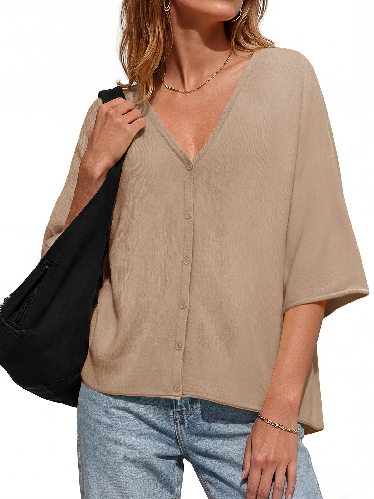 usvara Womens Batwing Half Sleeve Oversized Cardigans