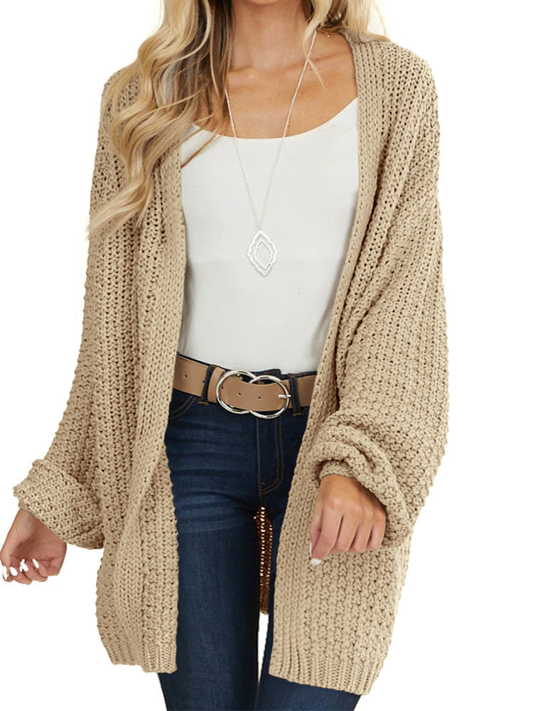 usvara Womens Oversized Open Front Knit Cardigan