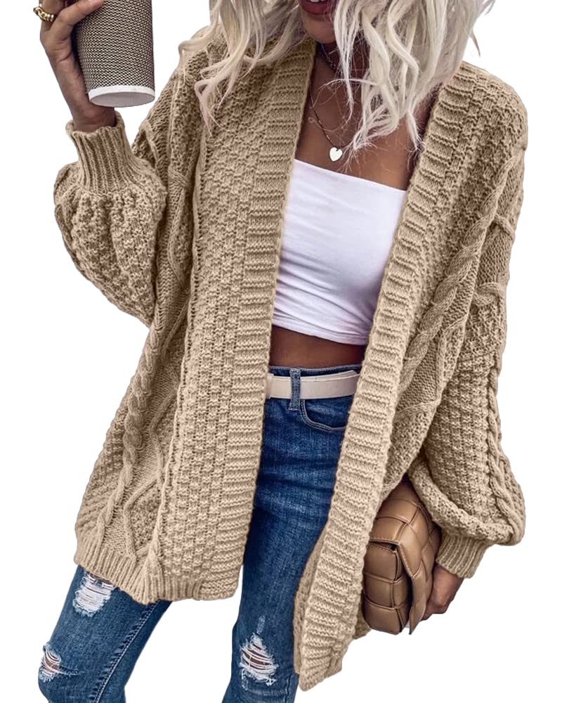 usvara Womens Chunky Cable Knit Cardigan