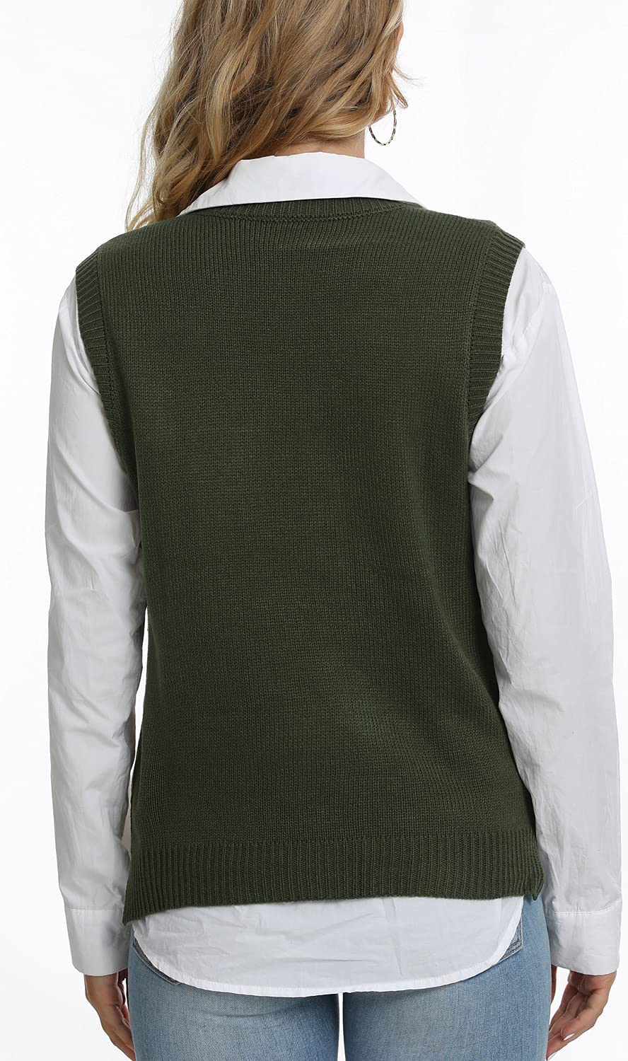 usvara Womens V Neck Argyle Knit Tops
