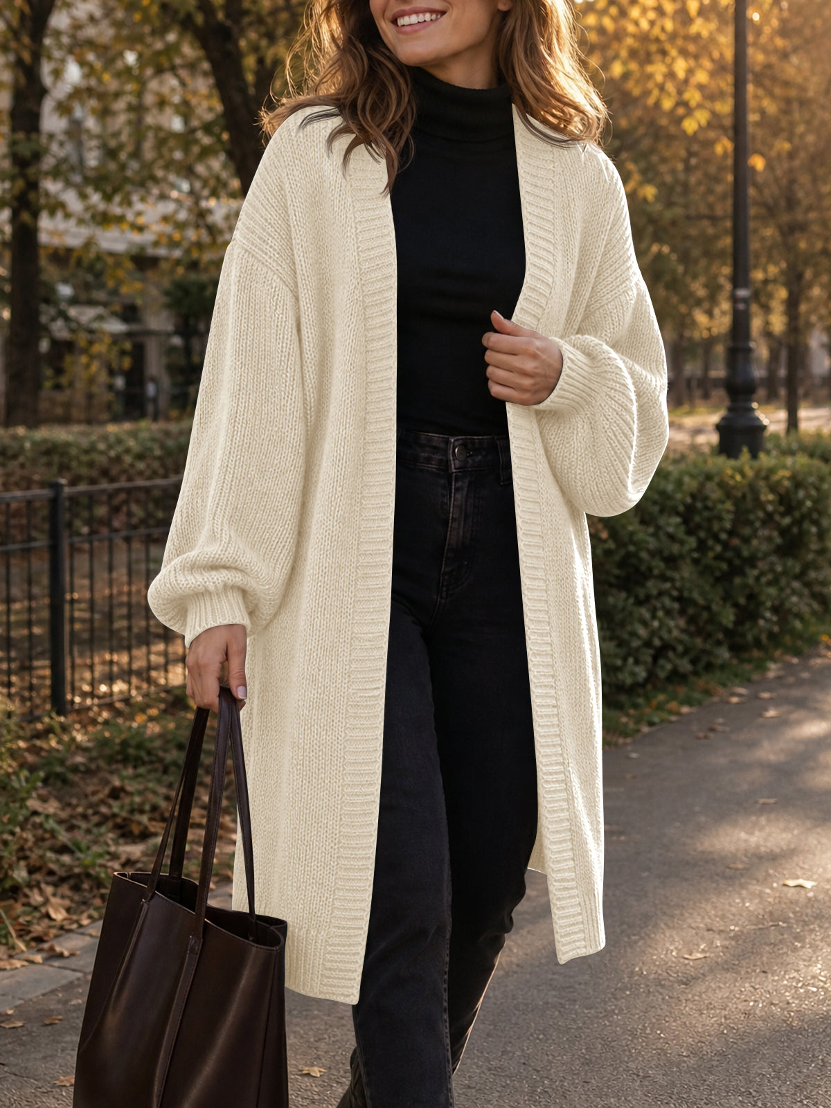 usvara Womens Oversized Long Open Front Cardigan