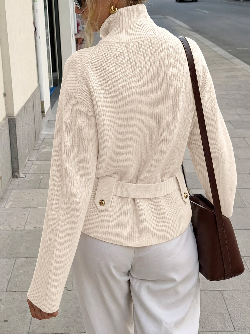 usvara Womens Zip Up Stand Collar Sweater