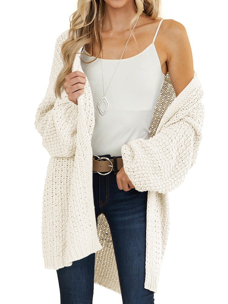 usvara Womens Oversized Open Front Knit Cardigan