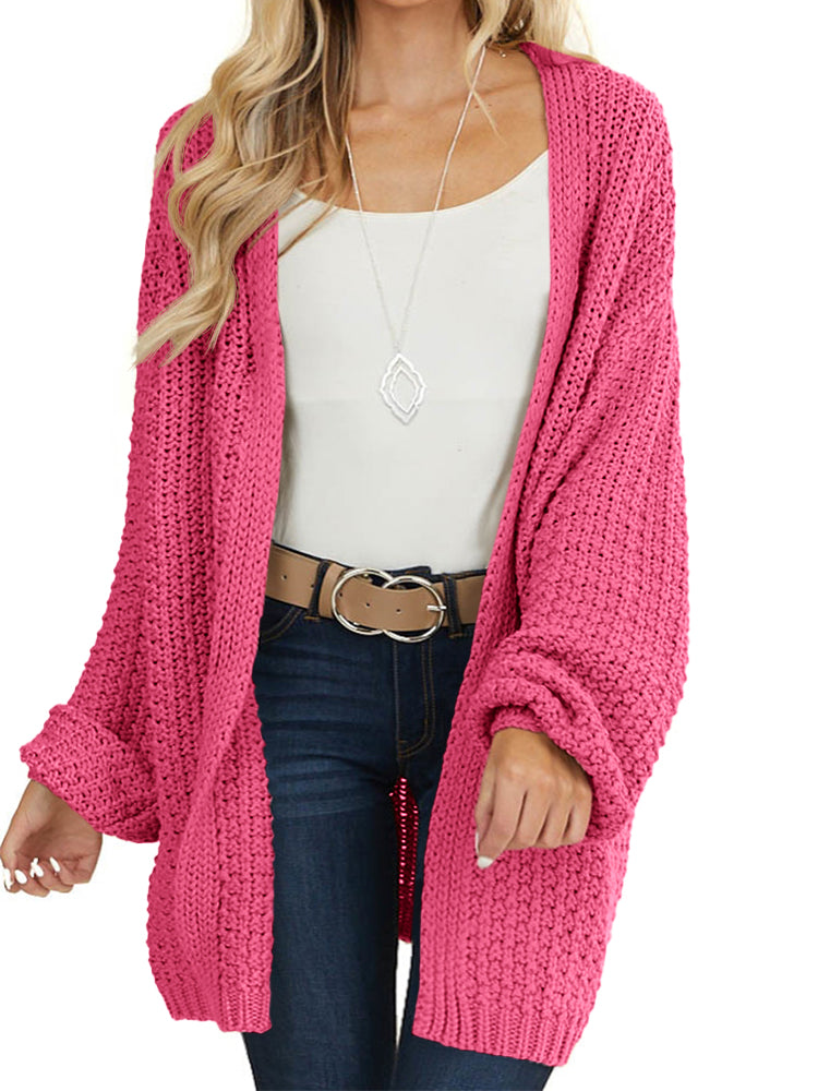 usvara Womens Oversized Open Front Knit Cardigan