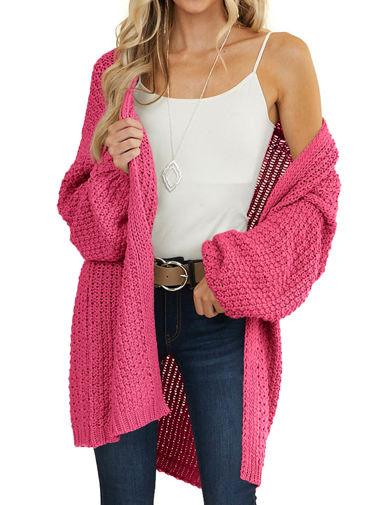 usvara Womens Oversized Open Front Knit Cardigan