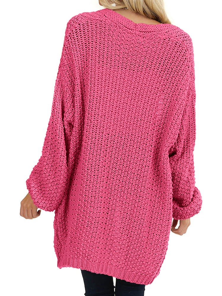 usvara Womens Oversized Open Front Knit Cardigan